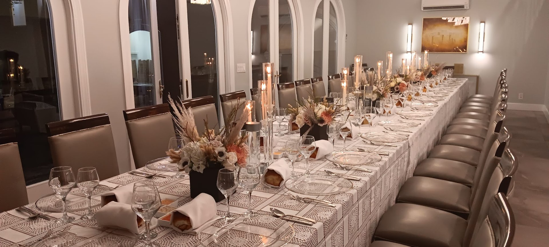 Arched dining room set for a Samuel Caterers dinner